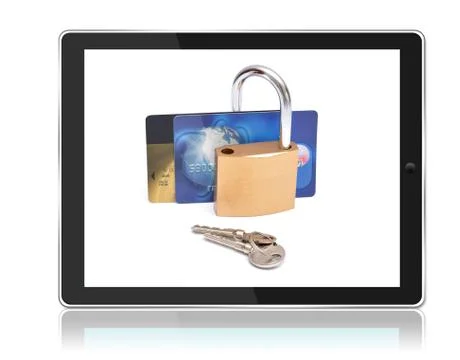 Secure Online Shopping using Tablet PC Stock Photos