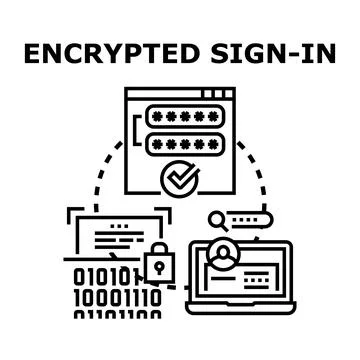 Secure online sign in process with data encryption Stock-Illustration