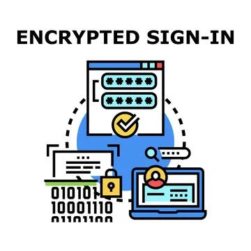 Secure online sign in process with data encryption 스톡 일러스트