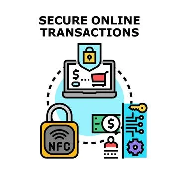 Secure online transaction process with digital security elements Stock-Illustration