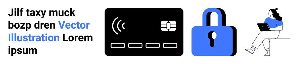 Secure Online Transactions and Safe Data Handling Vector Graphic Illustration