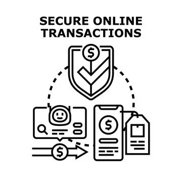 Secure online transactions protecting digital payment and e commerce Stock Illustration