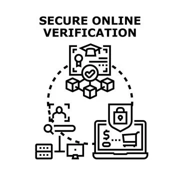 Secure online verification process with data protection Stock Illustration