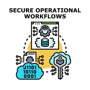 Secure operational workflows managing data access and processing Stock Illustration