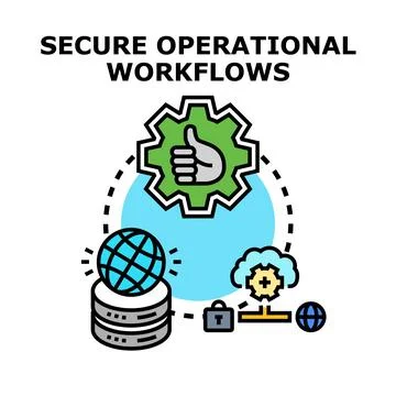 Secure operational workflows protecting data and cloud computing 스톡 일러스트