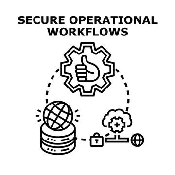 Secure operational workflows protecting data and cloud computing Stock Illustration