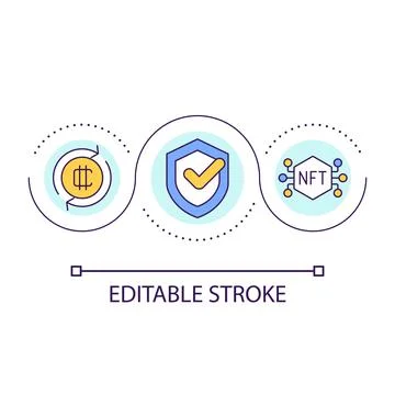 Secure operations with NFT loop concept icon Stock Illustration