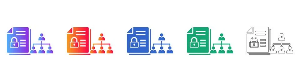 Secure Organizational Chart and Document Icons イラスト素材