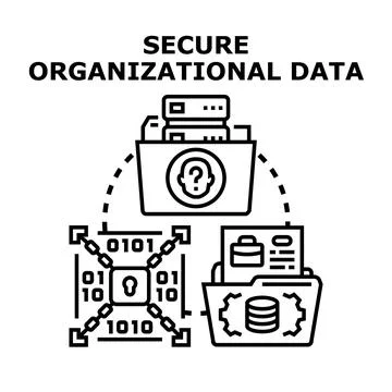 Secure organizational data managing cyber protection system Stock Illustration