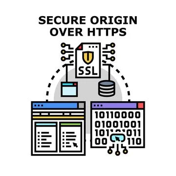 Secure origin over https network protocol concept 스톡 일러스트