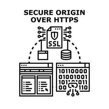 Secure origin over https network protocol concept Stockillustratie