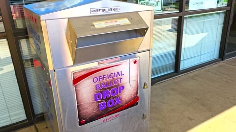 Secure Outdoor Official Ballot Drop Box for Election Voting Stock Footage 316708459