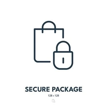 Secure Package Icon. Packaging, Shopping, Delivery. Editable Stroke Stock Illustration
