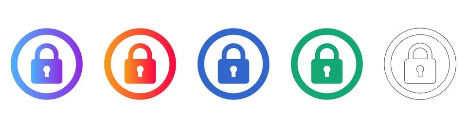 Secure Padlock and Data Protection Icons Stock Illustration