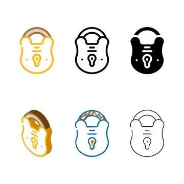 Secure padlock color icon vector looks 库存插图