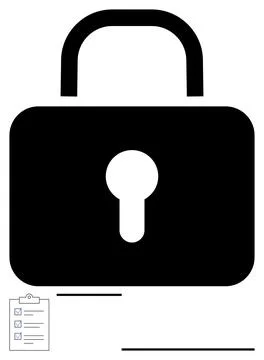 Secure Padlock Icon with Checklist Highlighting Privacy and Data Protection 스톡 일러스트