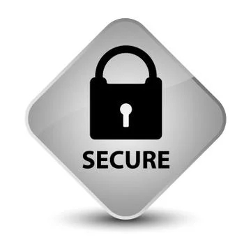 Secure (padlock icon) elegant white diamond button Stock Illustration