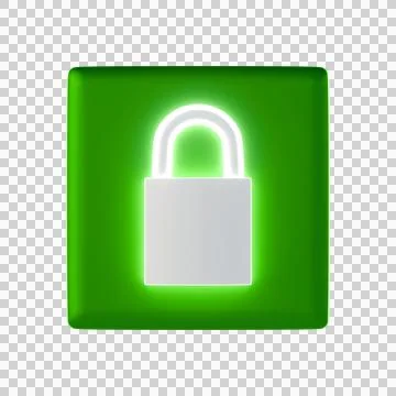 Secure padlock icon glowing on green background representing safety Illustrazione stock