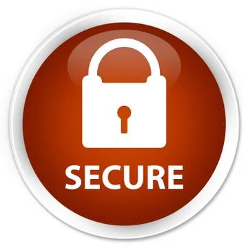 Secure (padlock icon) premium brown round button Stock Illustration