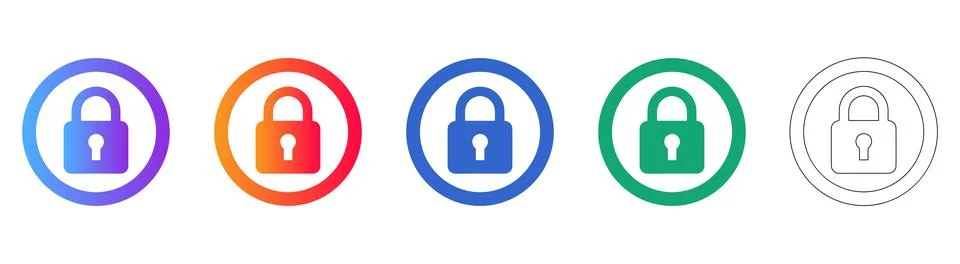 Secure Padlock Icon Set for Web Security Stock Illustration