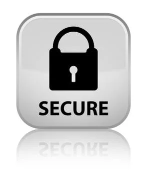 Secure (padlock icon) special white square button Stock Illustration