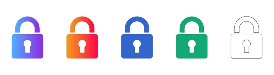 Secure Padlock Icons for Cybersecurity Concepts Stock Illustration
