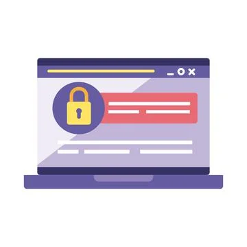 Secure padlock in laptop Stock Illustration