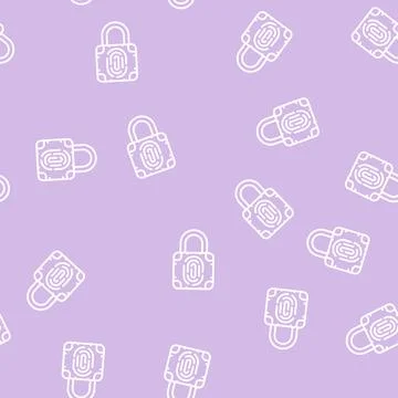 Secure padlock line seamless pattern Stock Illustration