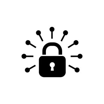 Secure Padlock Privacy and Protection Glyph Icon Stock Illustration