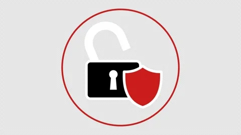 Secure Padlock With Shield Animation on Transparent Background Video stock 346228103