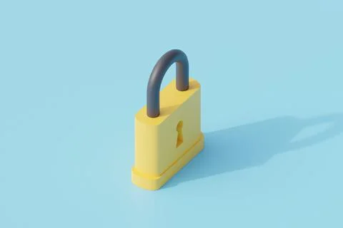 Secure padlock single isolated object. 3d render illustration with isometric 스톡 일러스트