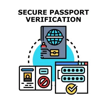 Secure passport verification online data access Stock Illustration