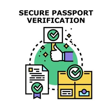 Secure passport verification process confirming identity document Stock Illustration