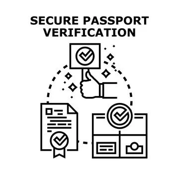 Secure passport verification process confirming identity document Stock Illustration