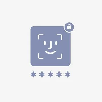Secure password entry with biometrics - face and eye authentication vector icon Stock Illustration