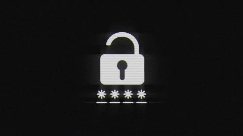 Secure password in glitch effect mp4 video Stock Illustration