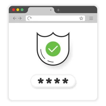 Secure password on window browser on white background. Vector illustration. Stockillustratie