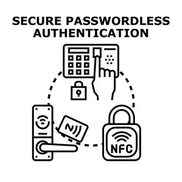 Secure passwordless authentication vector concept illustration Stock Illustration