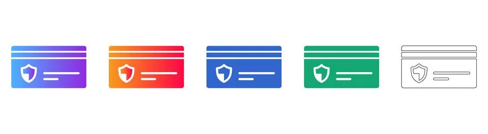 Secure Payment Card Icon Set Stock Illustration