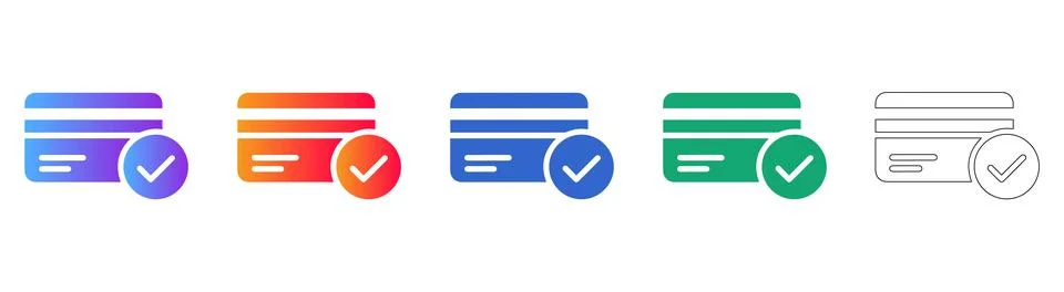 Secure Payment Card Icon Set Stock Illustration