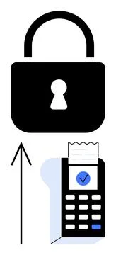 Secure Payment Concept with Lock, Card Reader, and Verification Check Mark Stockillustratie