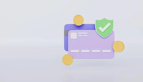 Secure Payment with credit card and shield, investment money savings Stock Illustration