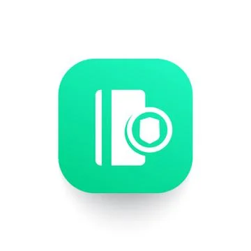 Secure payment with credit card, vector icon on green shape Illustrazione stock