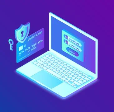 Secure payment. Data protection concept. Personal data protection. Credit car Stock Illustration