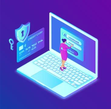 Secure payment. Data protection concept. Personal data protection. Credit car Stock Illustration