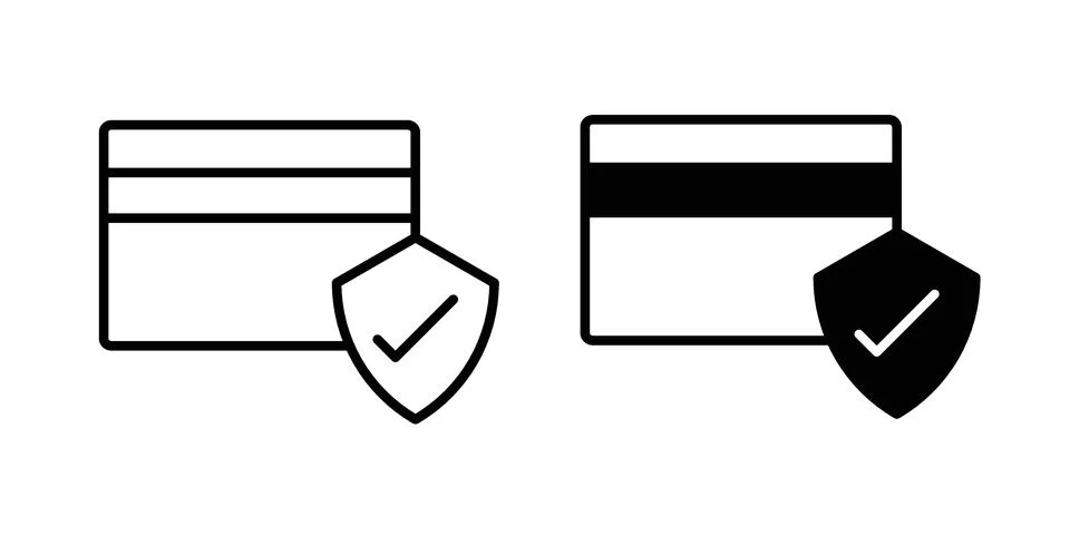 Secure payment icon black vector isolated on white Stock Illustration