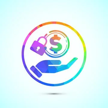 Secure payment icon design illustration, Payment safety sign symbol in low .. Illustrazione stock