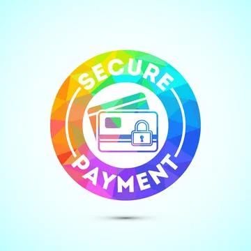 Secure payment icon design illustration, Payment safety sign symbol in low .. Illustrazione stock