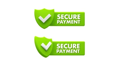 Secure payment icon with shield and checkmark on white and blue background Stock Footage 312454593