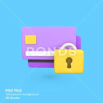 Secure payment isolated 3d render icon illustration Modello PSD